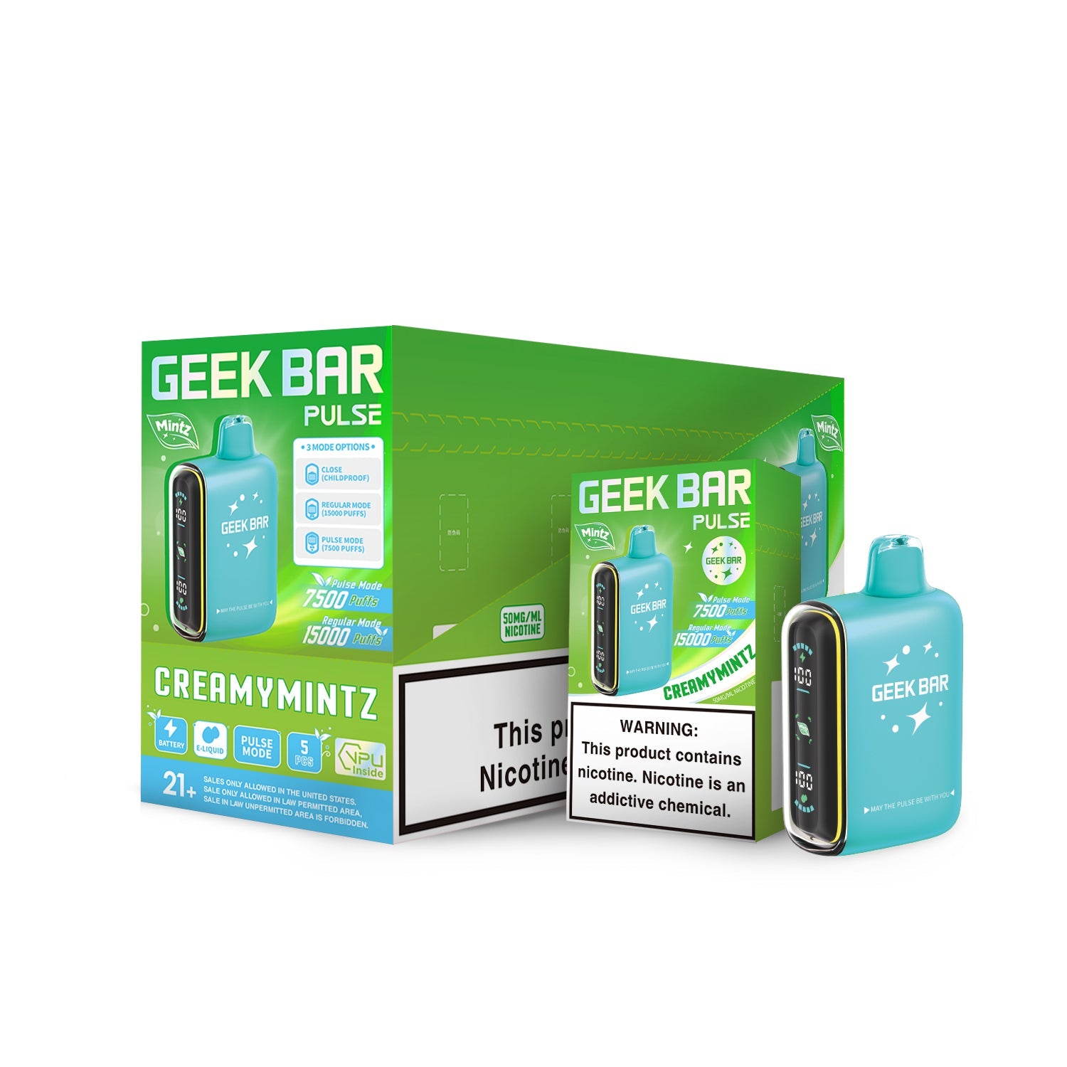 Geek Bar Pulse 15K Mintz Edition Rechargeable Disposable Device – 15000 Puffs