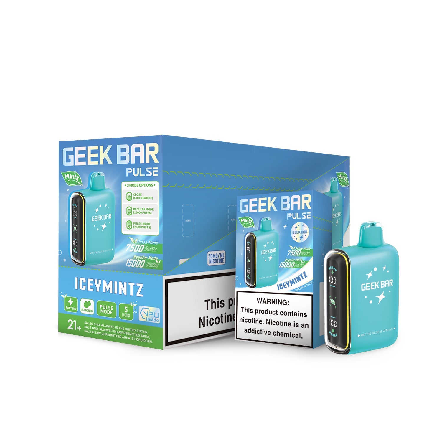 Geek Bar Pulse 15K Mintz Edition Rechargeable Disposable Device – 15000 Puffs