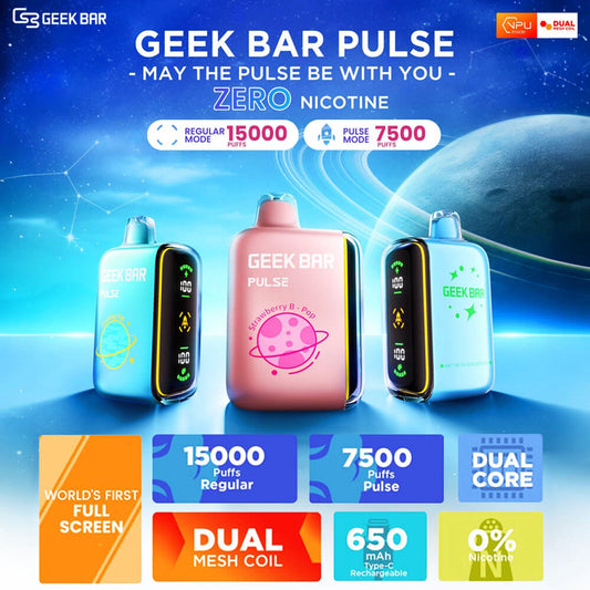 Geek Bar Pulse 15K Zero Nicotine Rechargeable Disposable Device – 15000 Puffs