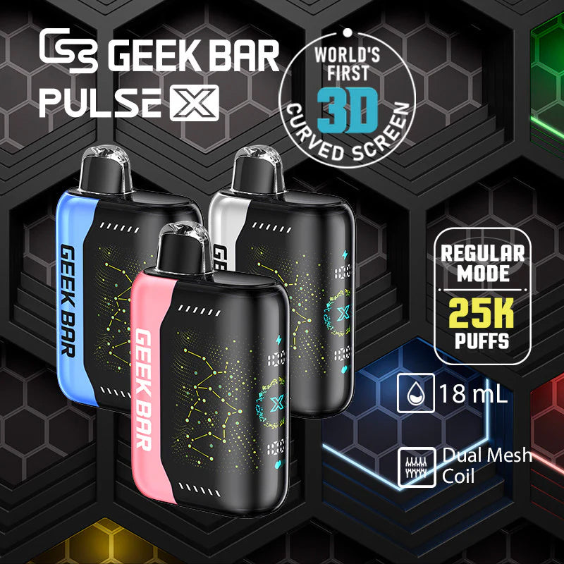 Geek Bar Pulse X 25K Puff Rechargeable Disposable Device – 25000 Puffs (2 Box per Flavor Max Limit)