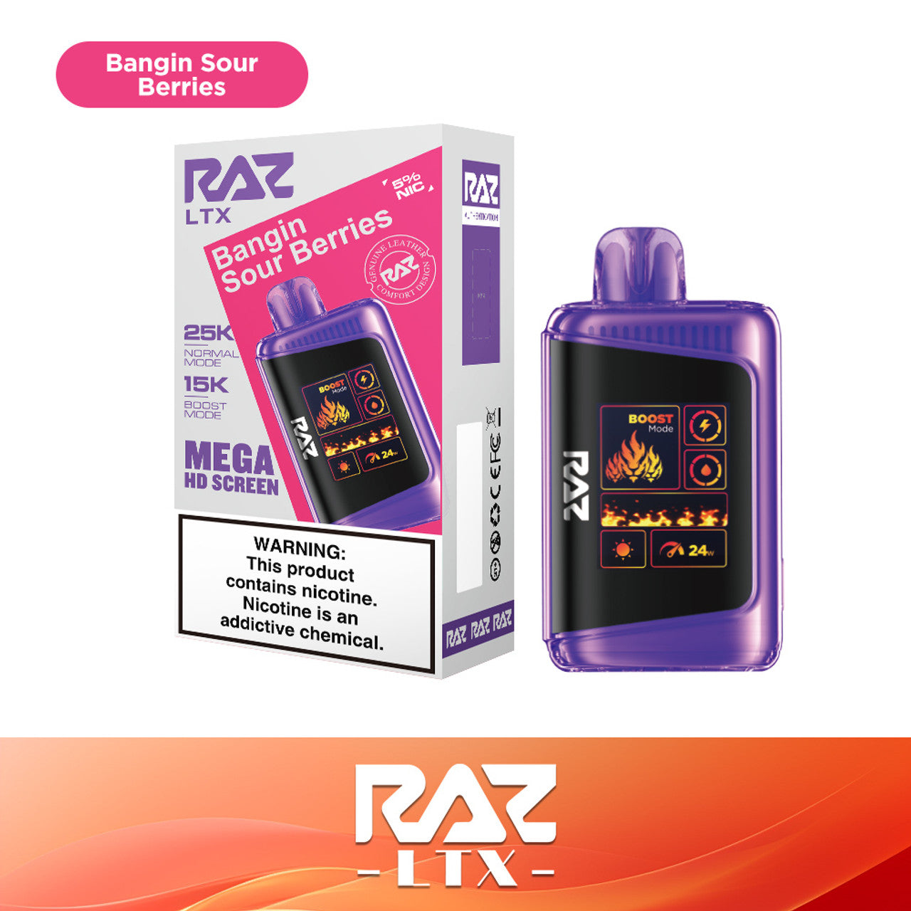 Raz LTX 25K Puff Rechargeable Disposable Device – 25000 Puffs (2 Box per Flavor Max Limit)