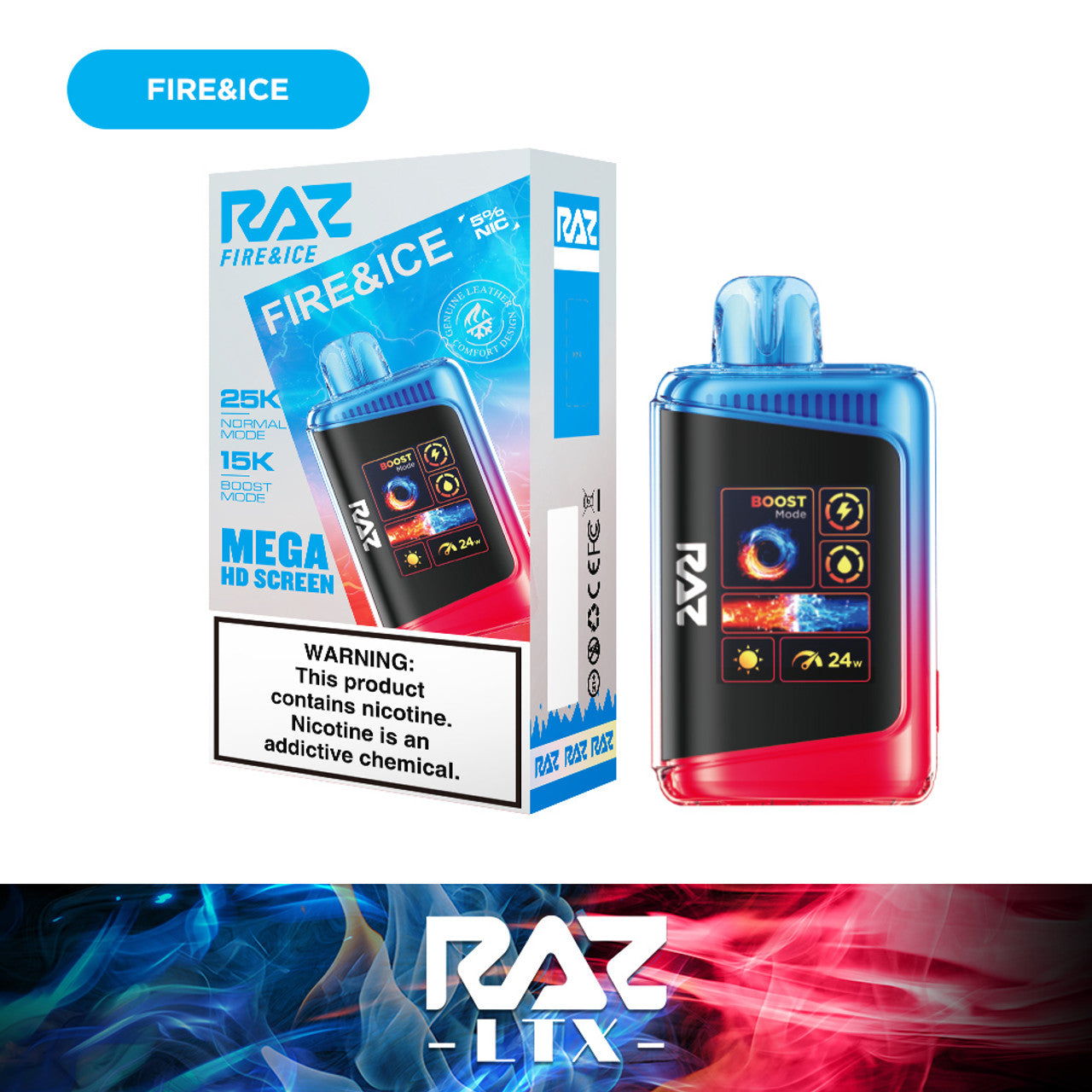 Raz LTX 25K Puff Rechargeable Disposable Device – 25000 Puffs (2 Box per Flavor Max Limit)