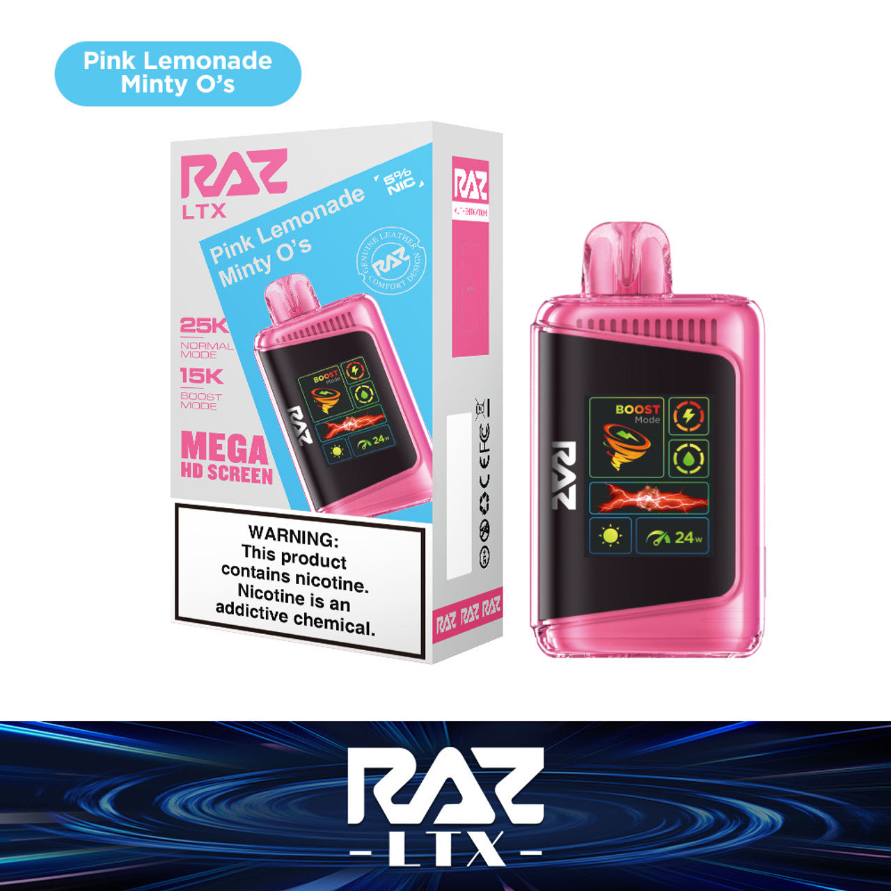 Raz LTX 25K Puff Rechargeable Disposable Device – 25000 Puffs (2 Box per Flavor Max Limit)