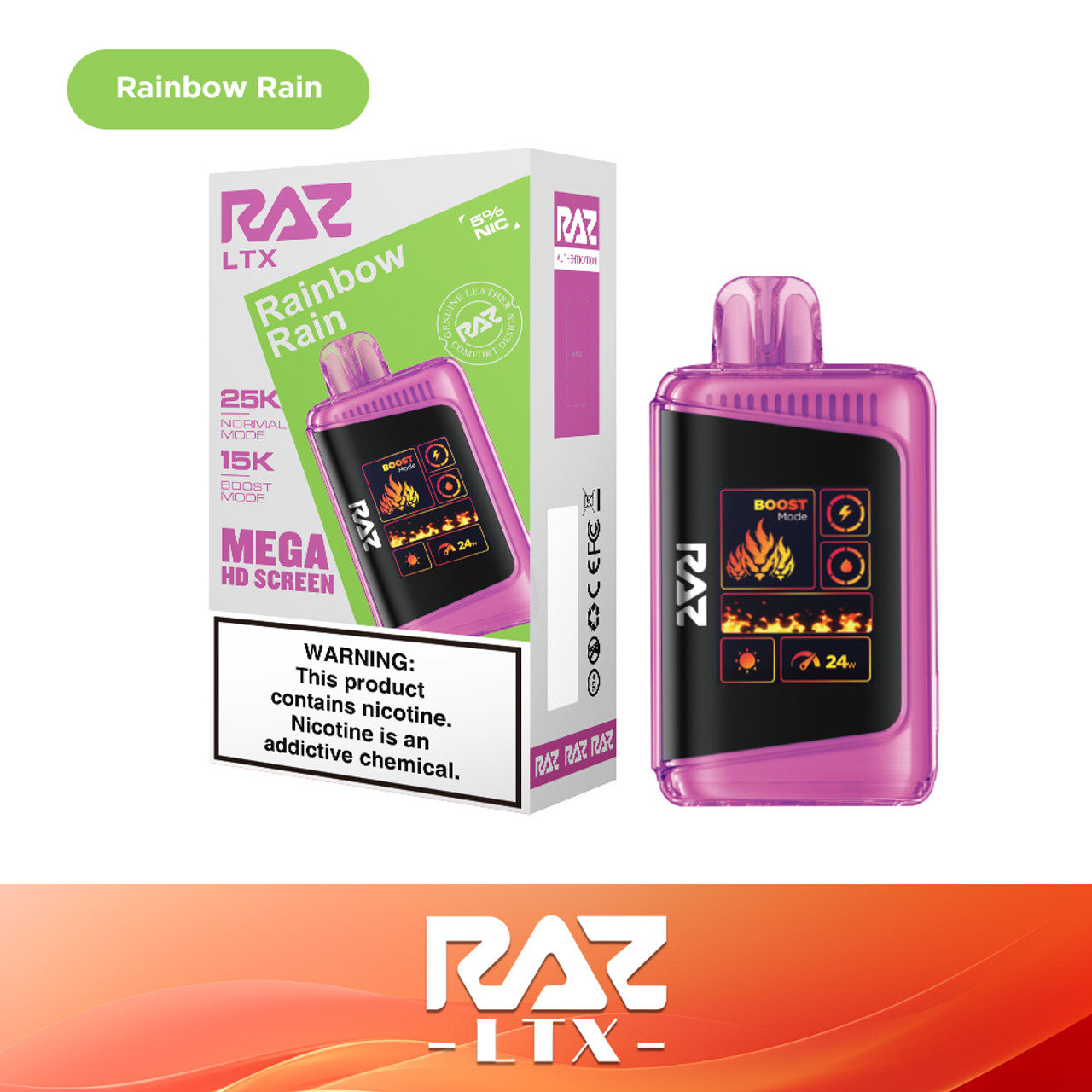 Raz LTX 25K Puff Rechargeable Disposable Device – 25000 Puffs (2 Box per Flavor Max Limit)