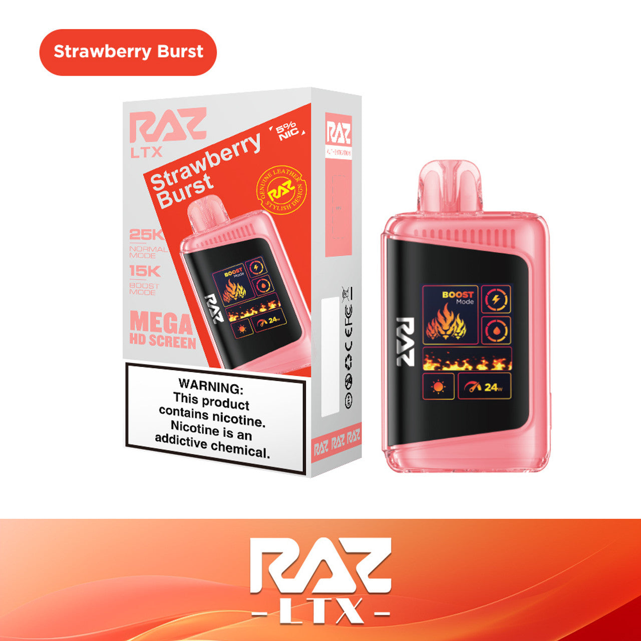 Raz LTX 25K Puff Rechargeable Disposable Device – 25000 Puffs (2 Box per Flavor Max Limit)