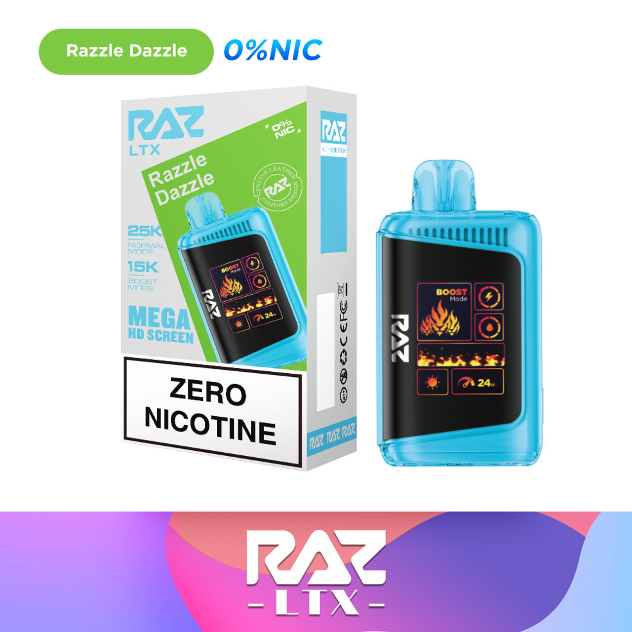 Raz LTX 25K Puff Rechargeable Disposable Device – 25000 Puffs (2 Box per Flavor Max Limit)